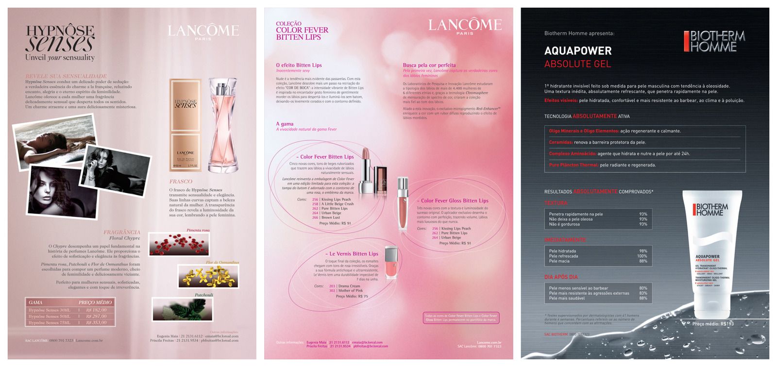Beauty flyers for Lancôme and Biotherm
