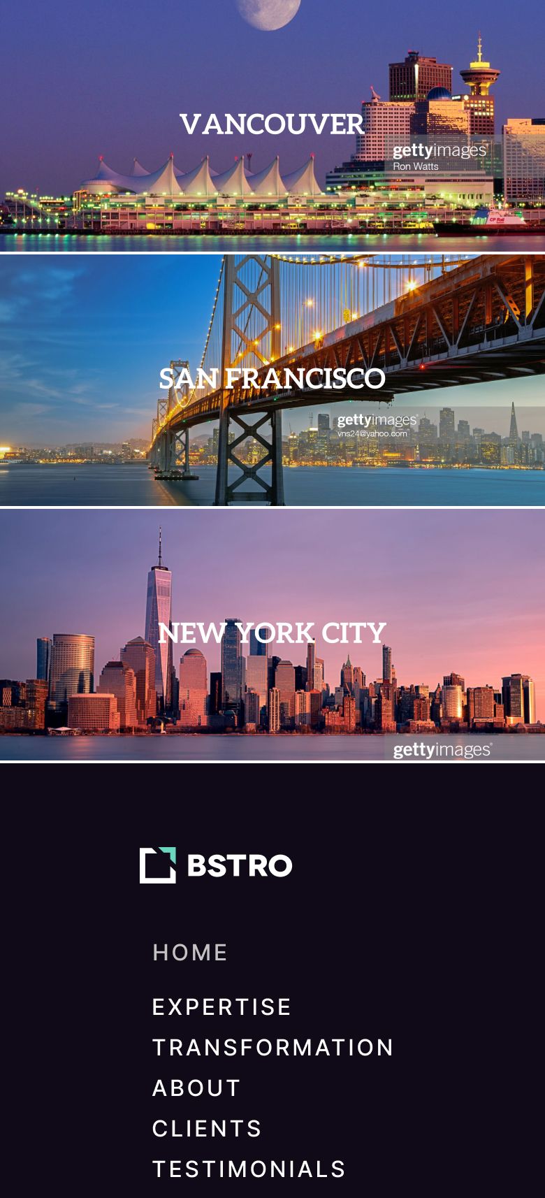 BSTRO mobile version homepage
