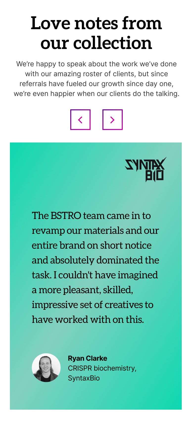 BSTRO mobile version homepage