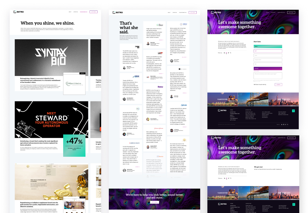 BSTRO web pages snippets
