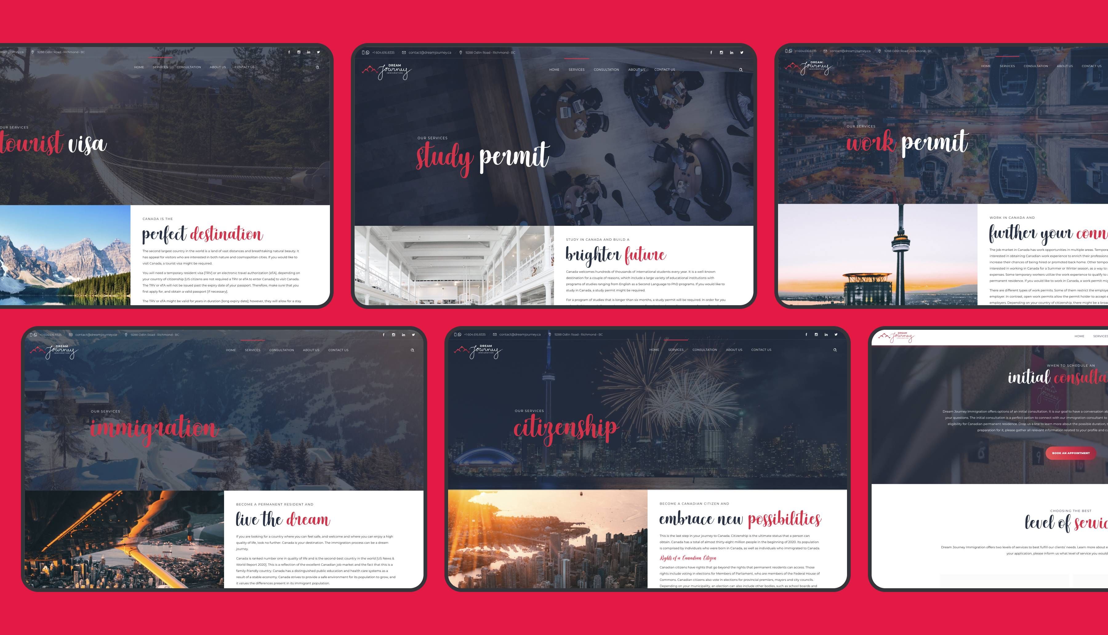 Dream Journey Immigration website pages