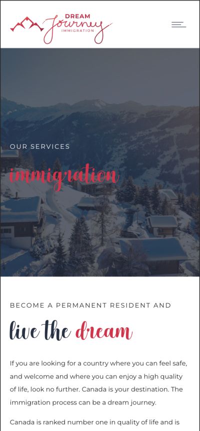 Dream Journey Immigration mobile version immigration page
