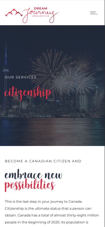 Dream Journey Immigration mobile version citizenship page