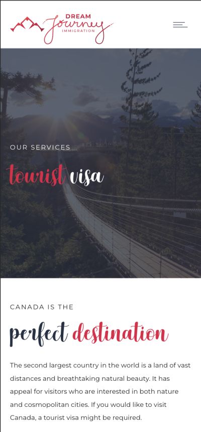 Dream Journey Immigration mobile version tourist visa page