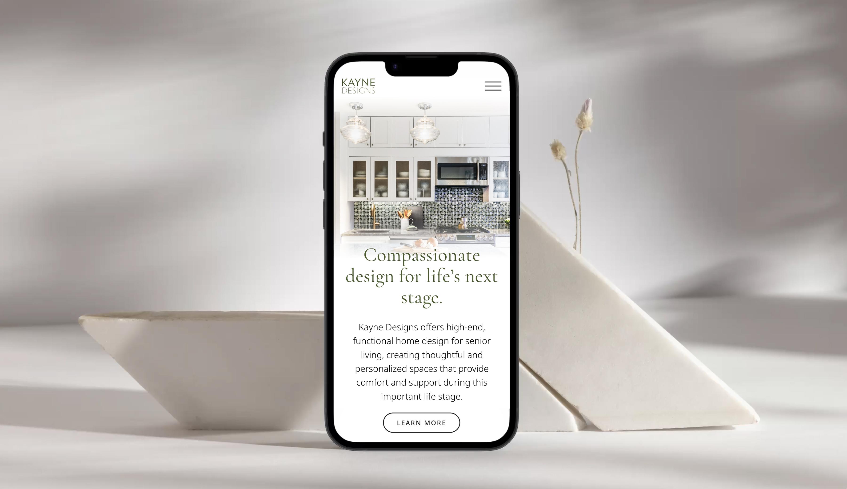 Kayne Designs website mobile version