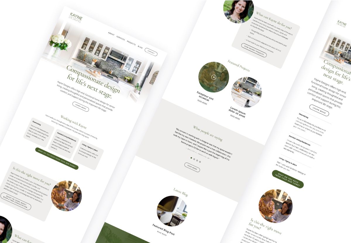 Kayne Designs homepage snippets