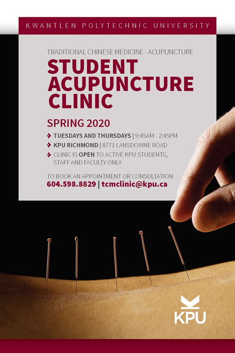 KPU poster student acupuncture clinic