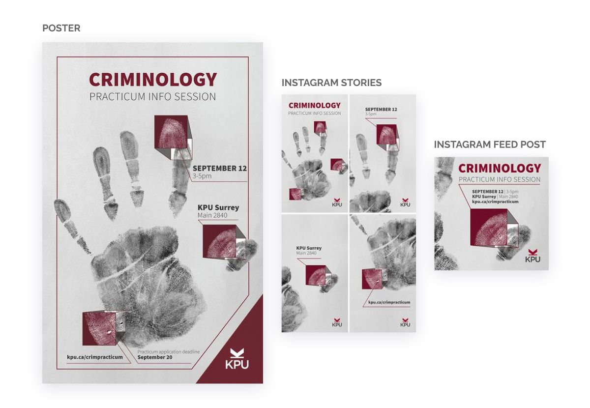 Criminology poster, stories, and feed post snippets