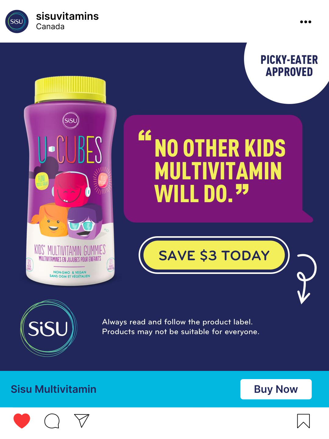 Sisu static image multivitamin ad for instagram and facebook