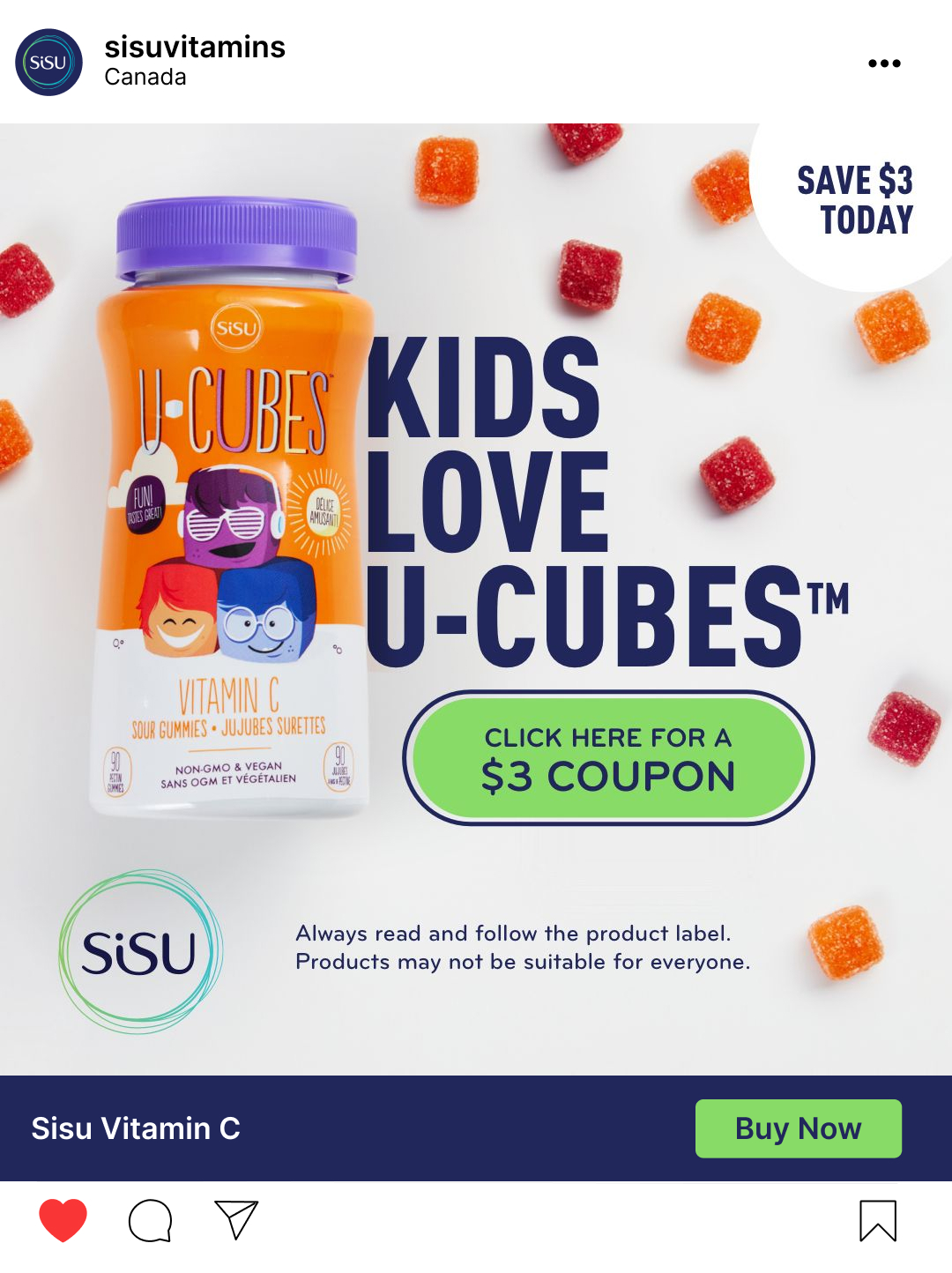 Sisu static image vitamin-c ad for instagram and facebook