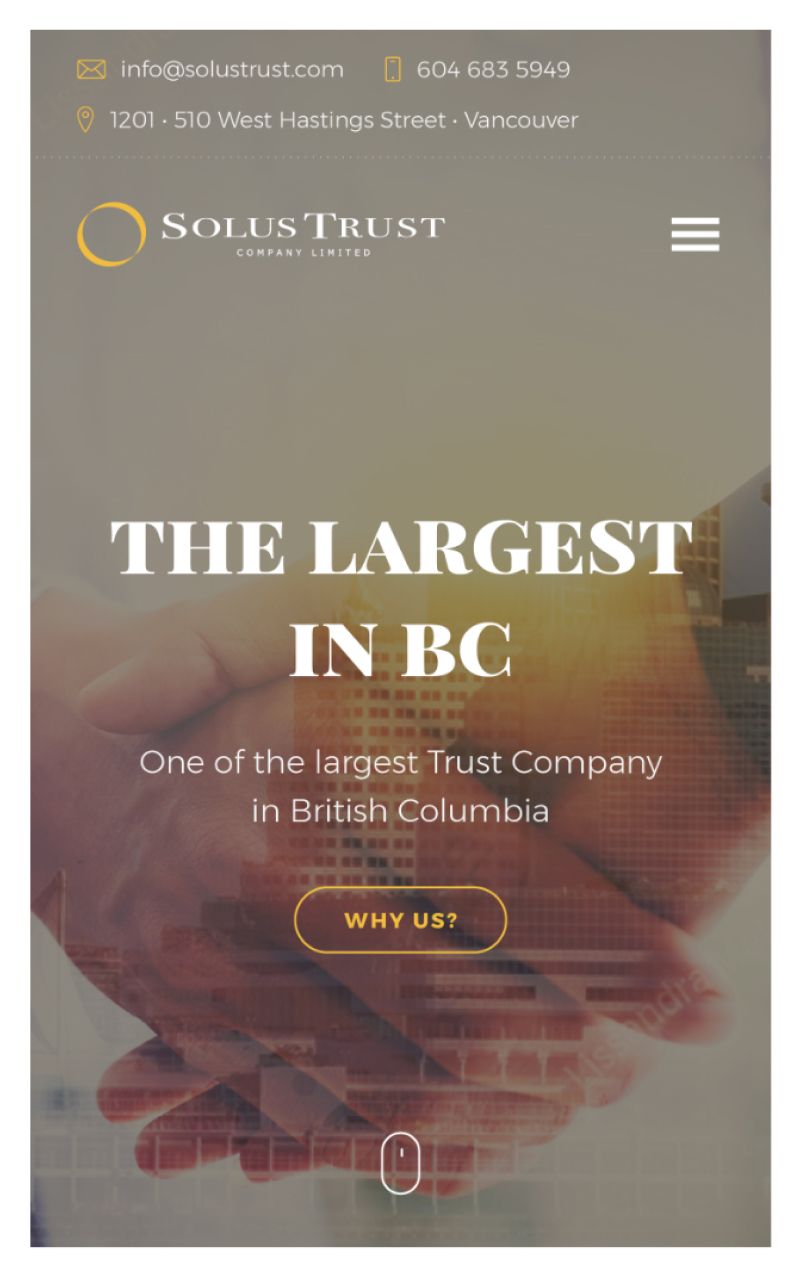 Solus Trust mobile version homepage