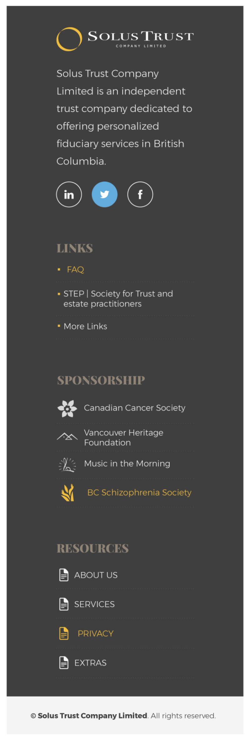 Solus Trust mobile version homepage