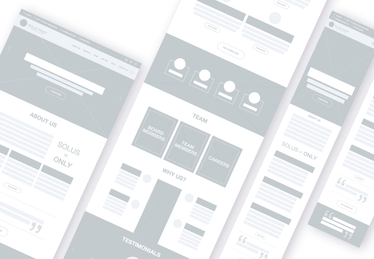 Solus Trust website wireframes